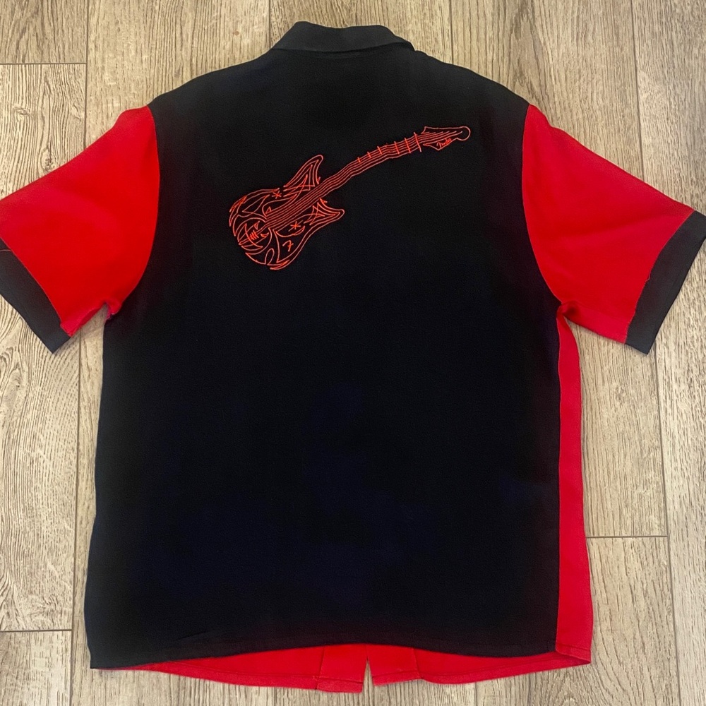 Men's Black and Red Fender Guitar Shirt - Picture 2 of 5